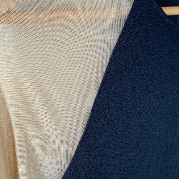 Cisa Black Tan Long Sleeve Mesh Lace Hem Sheath Dress Size M - Picture 8 of 11